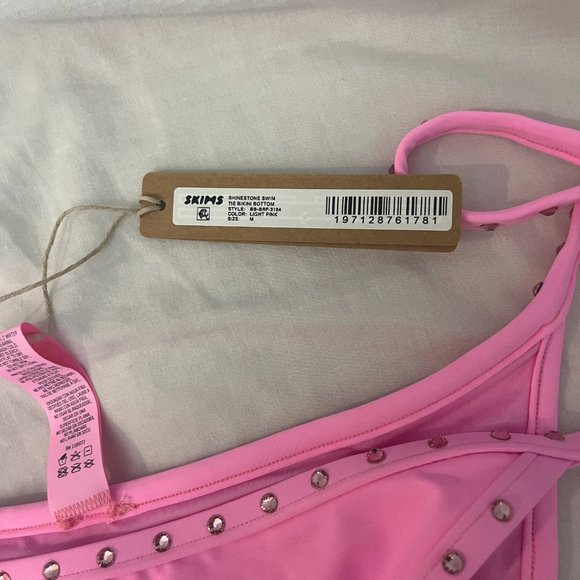 NWT SKIMS LIGHT PINK RHINESTONE SWIM TIE BOTTOMS - Picture 3 of 4